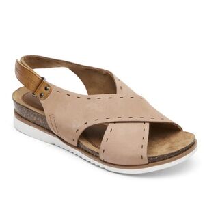 Cobb Hill May Sling Sandals 7.5 Blush Pink Leather low wedge EUC Rockport